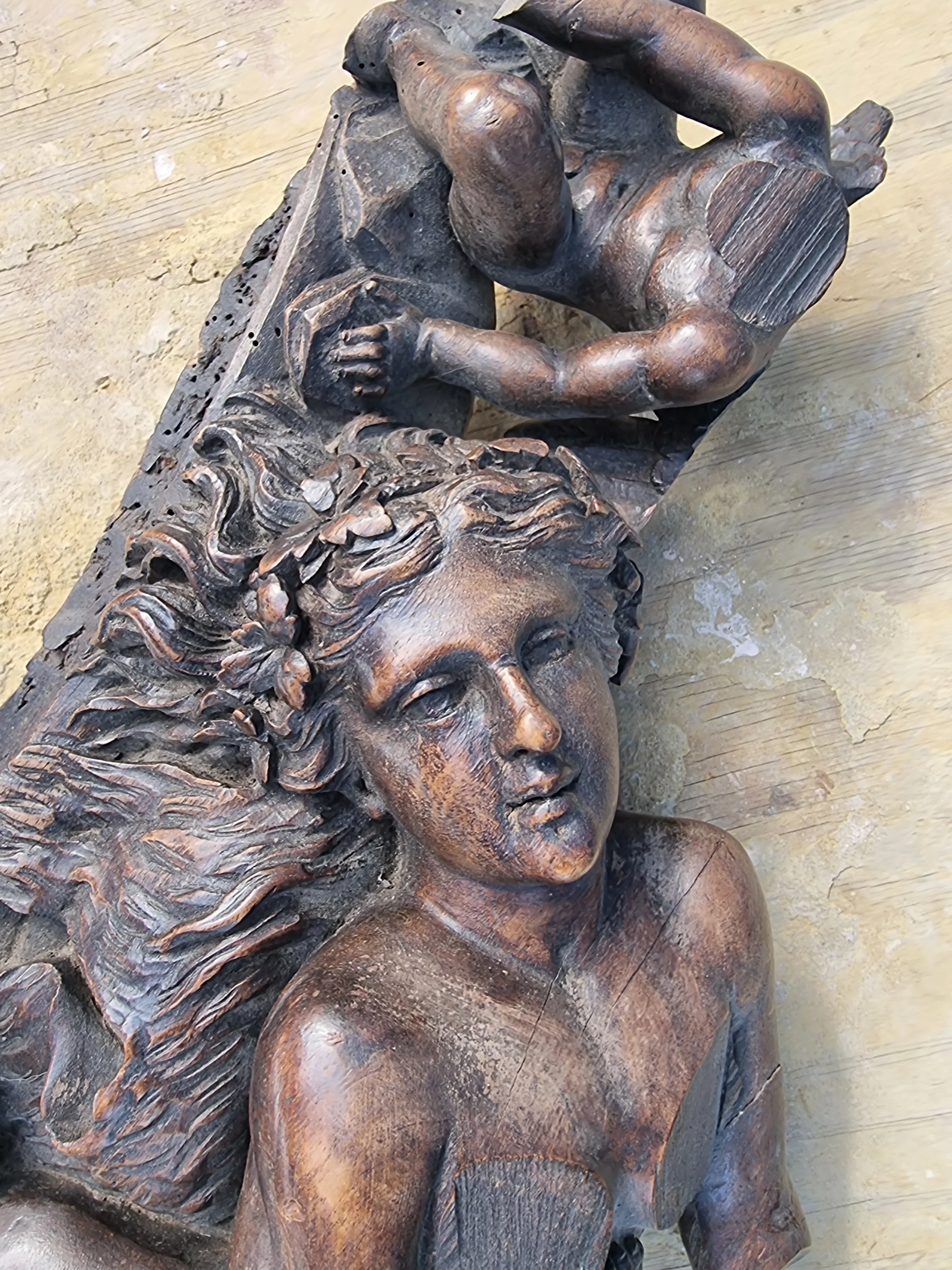 Beautifully Carved Cherub Furniture Adornment  — thumbnail 2