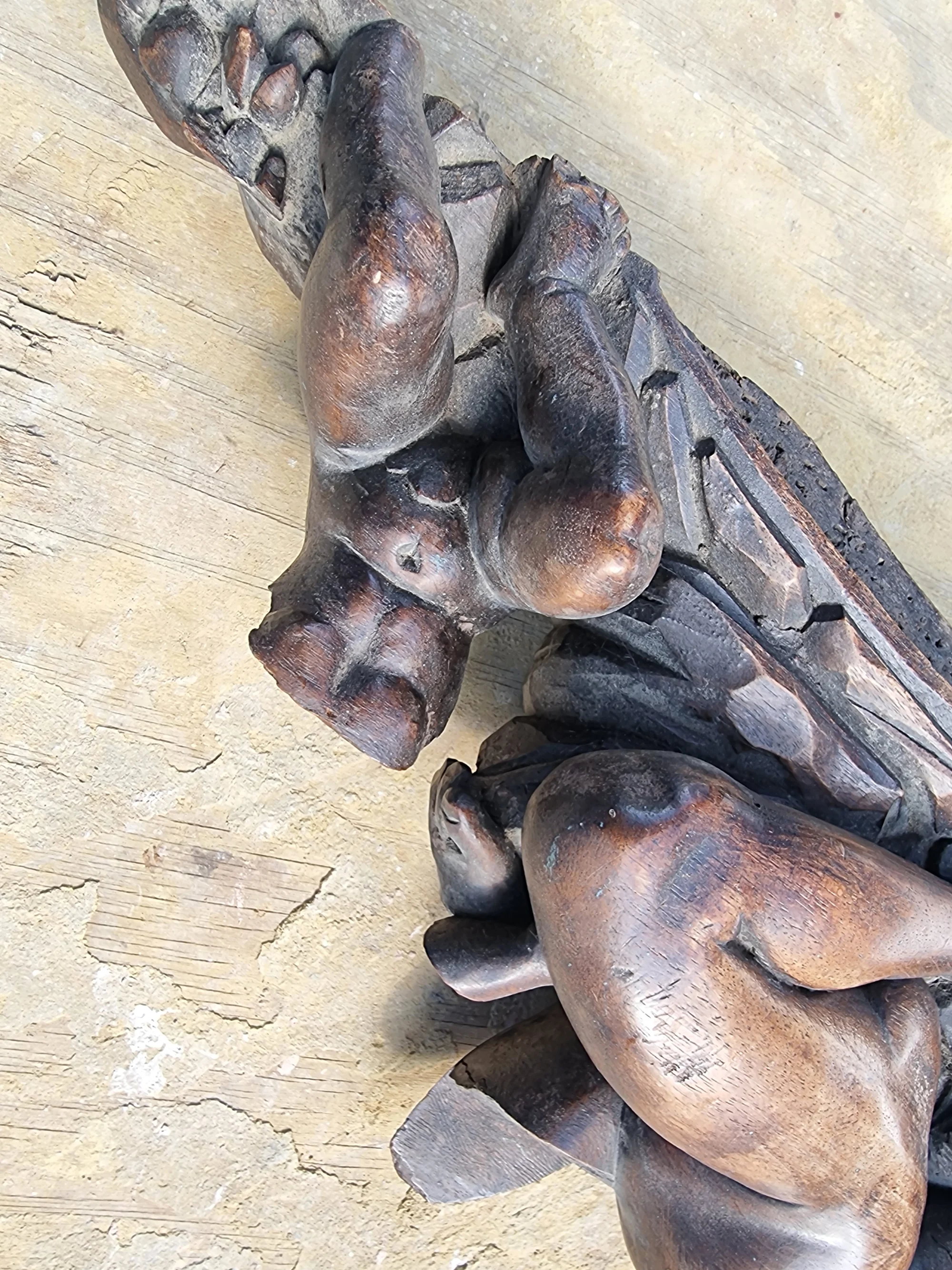 Beautifully Carved Cherub Furniture Adornment  — thumbnail 3