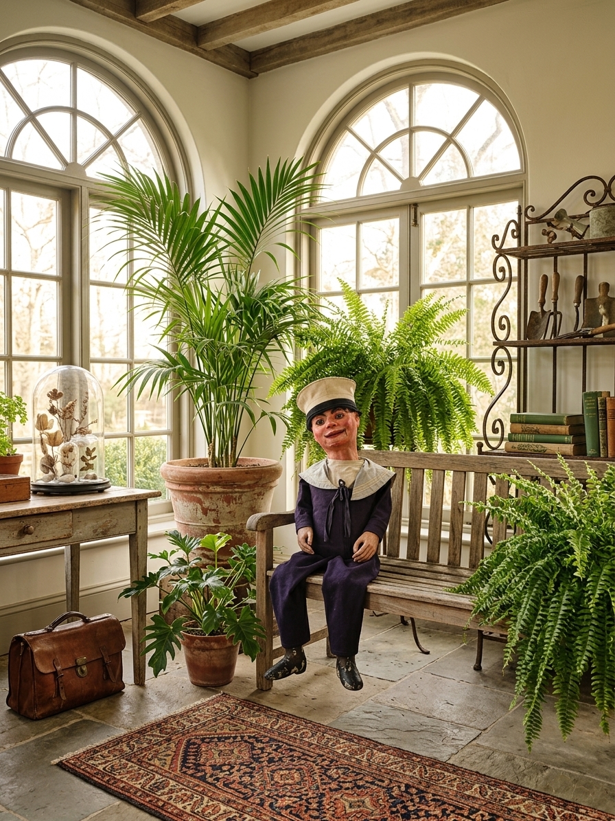 Arthur Quisto Ventriloquist Doll (Exceptionally Rare) in Eclectic Manor Solarium