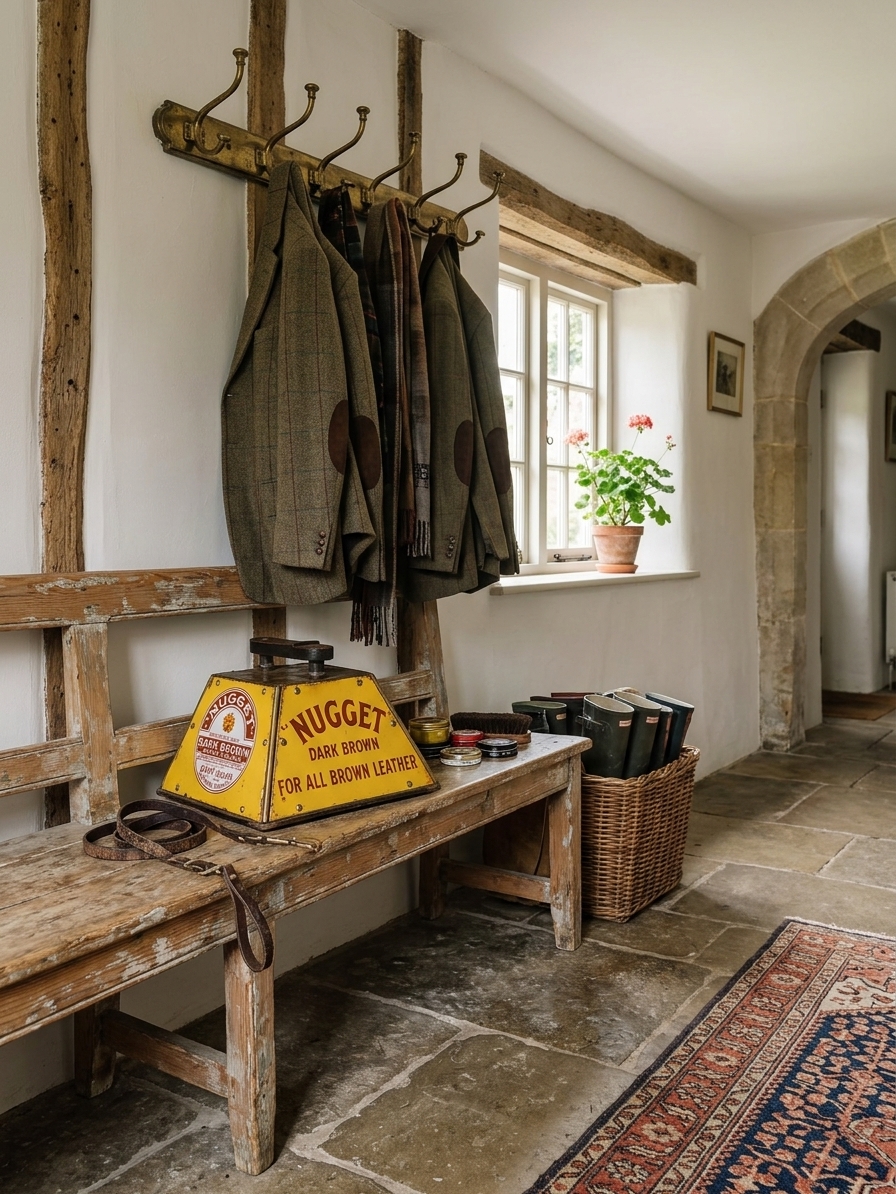 Early 1900's Nugget Shoe Shine Box (Plus Extras) in Eclectic Country Boot Room