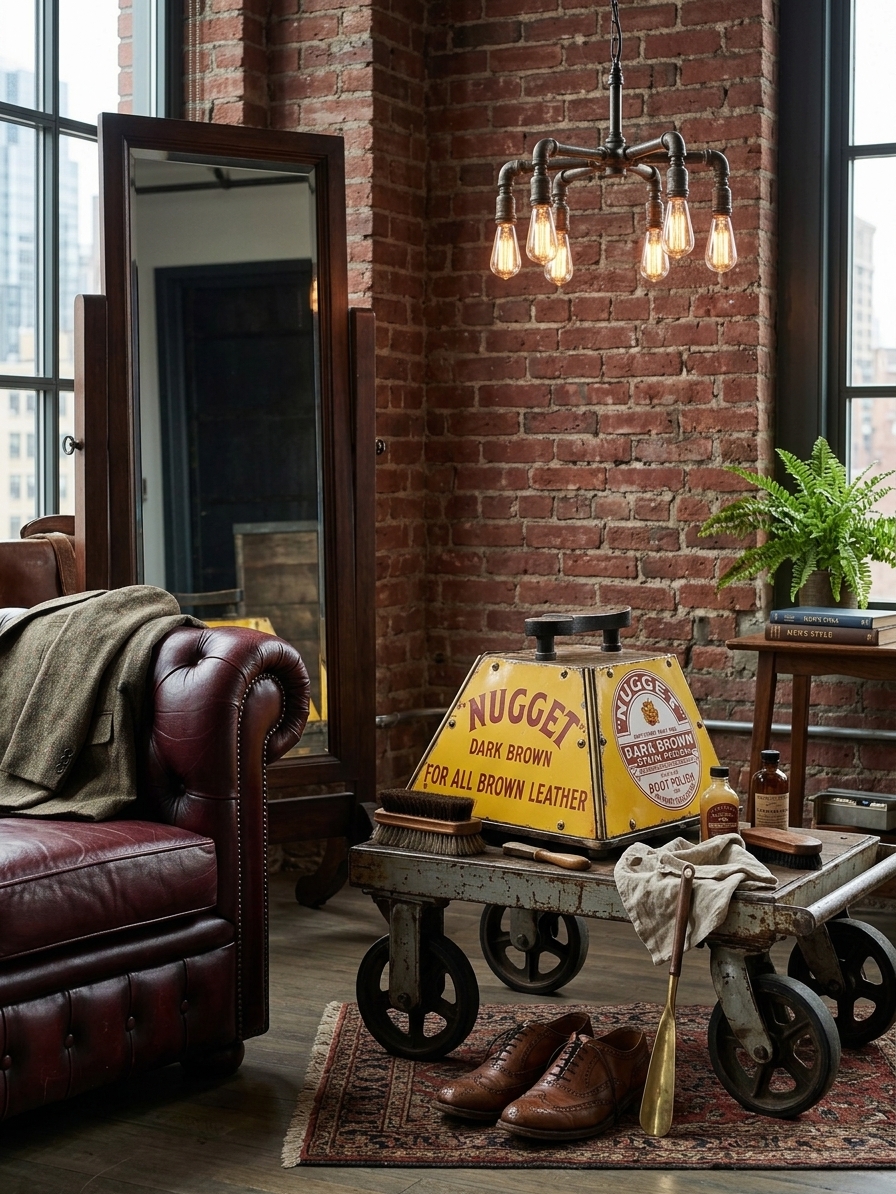 Early 1900's Nugget Shoe Shine Box (Plus Extras) in Urban Gentleman's Dressing